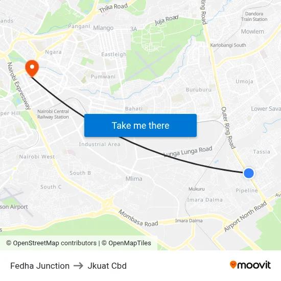 Fedha Junction to Jkuat Cbd map