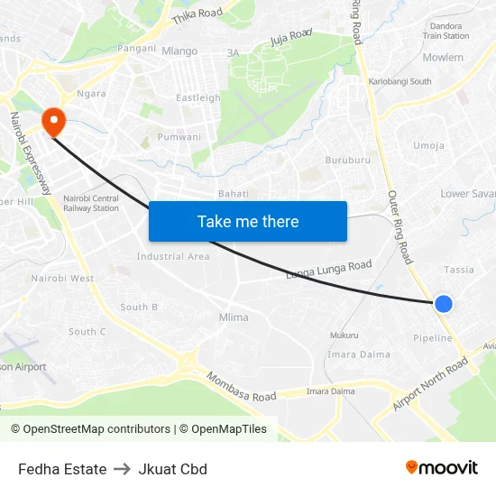 Fedha Estate to Jkuat Cbd map