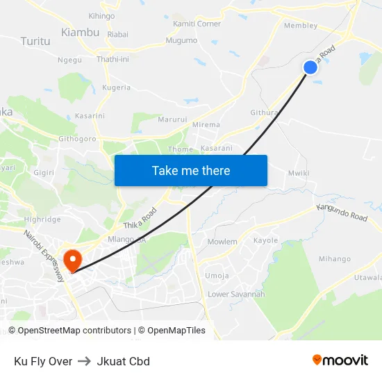 Ku Fly Over to Jkuat Cbd map