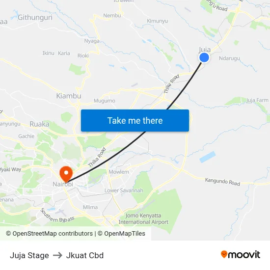 Juja Stage to Jkuat Cbd map