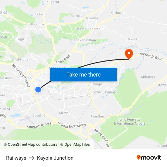 Railways to Kayole Junction map