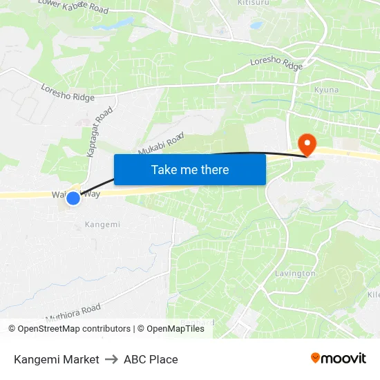 Kangemi Market to ABC Place map