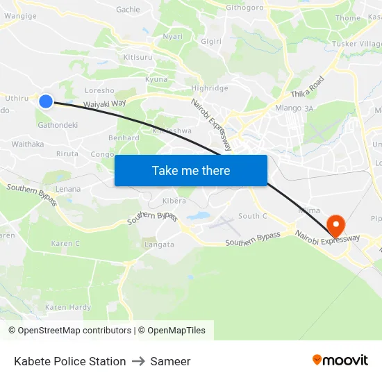 Kabete Police Station to Sameer map