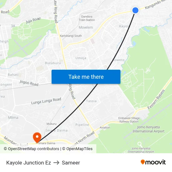 Kayole Junction Ez to Sameer map