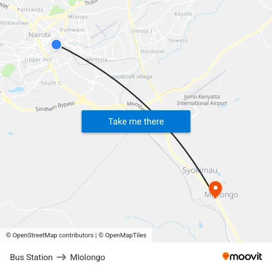 Bus Station to Mlolongo map