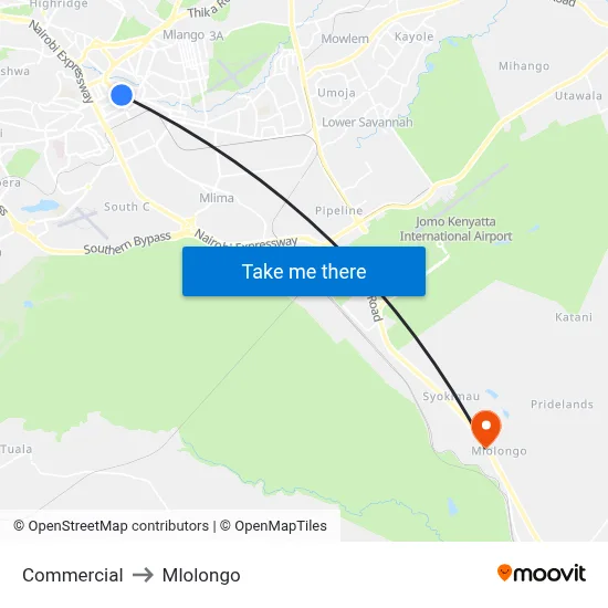 Commercial to Mlolongo map