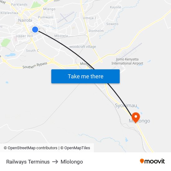 Railways Terminus to Mlolongo map