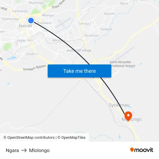 Ngara to Mlolongo map