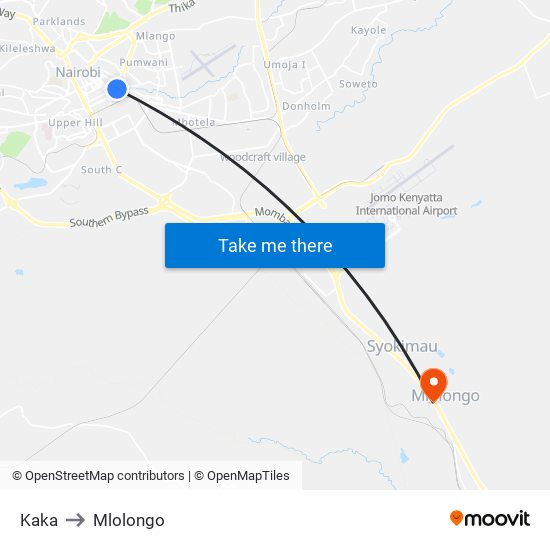 Kaka to Mlolongo map