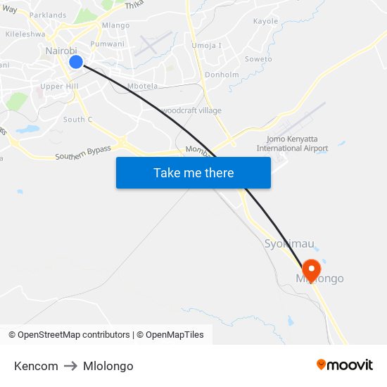Kencom to Mlolongo map