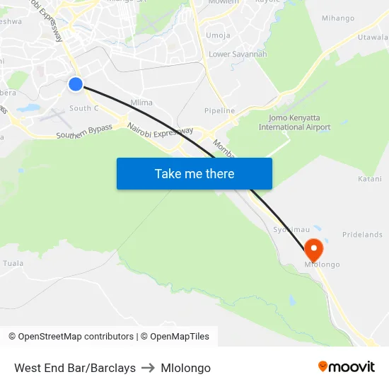 West End Bar/Barclays to Mlolongo map