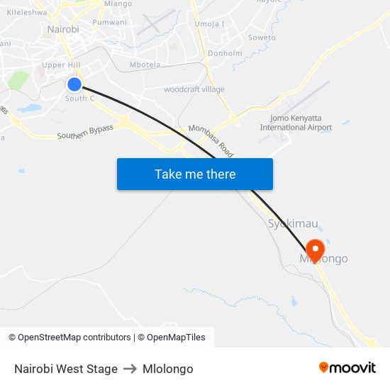 Nairobi West Stage to Mlolongo map