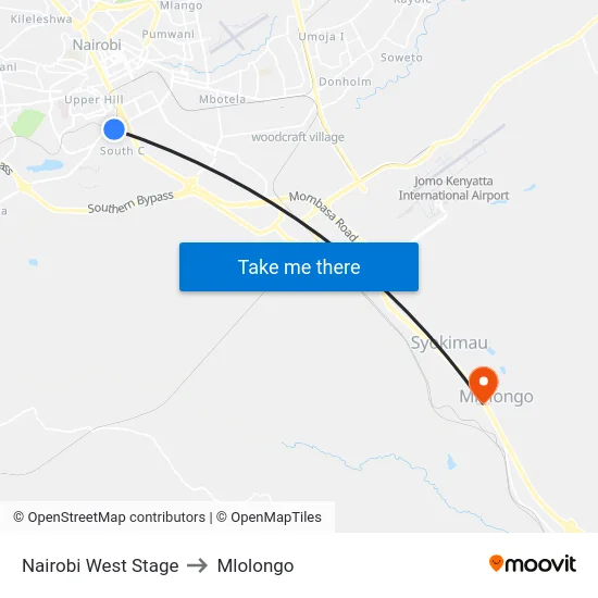 Nairobi West Stage to Mlolongo map