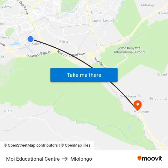 Moi Educational Centre to Mlolongo map