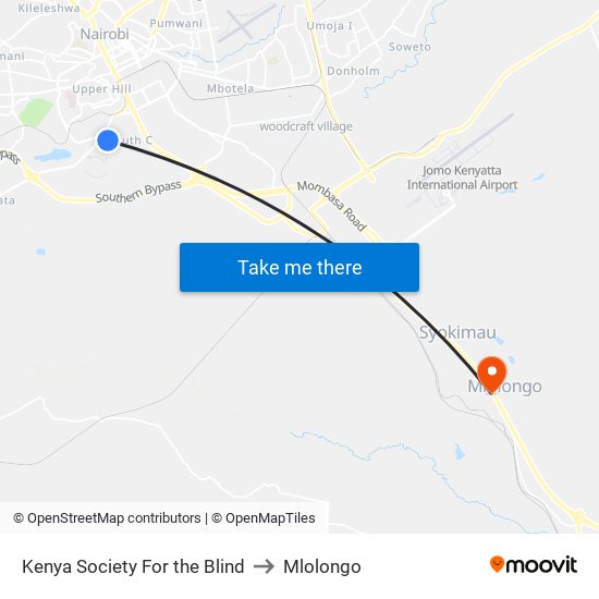 Kenya Society For the Blind to Mlolongo map