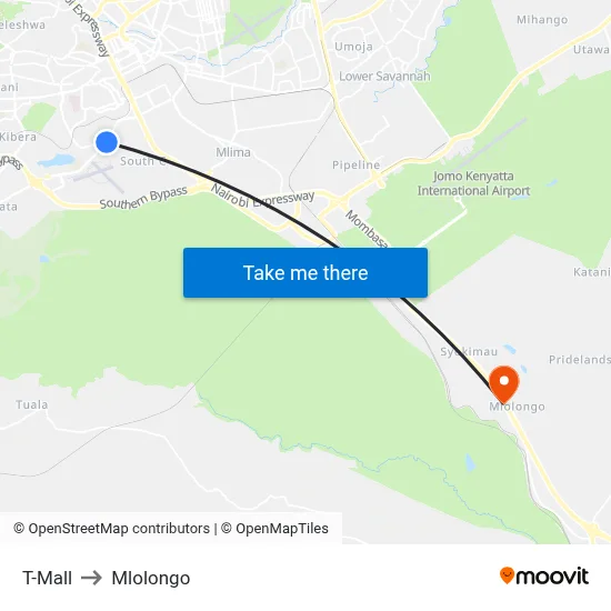 T-Mall to Mlolongo map