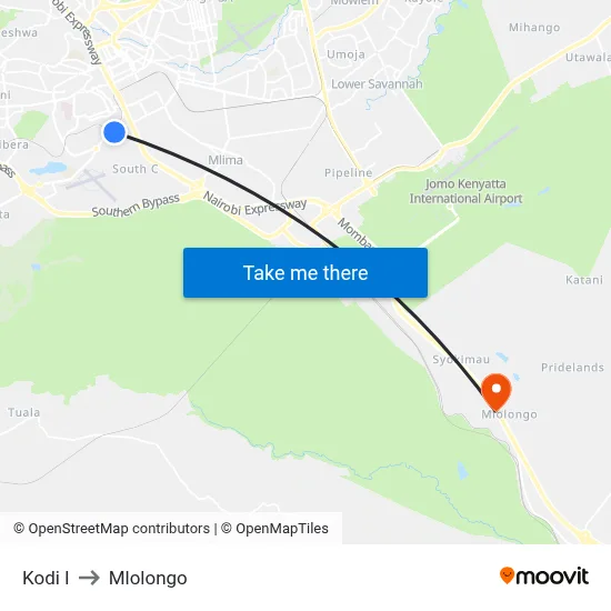 Kodi I to Mlolongo map