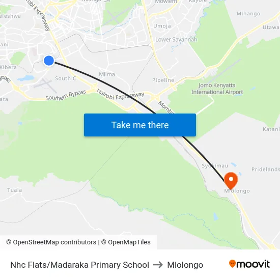Nhc Flats/Madaraka Primary School to Mlolongo map