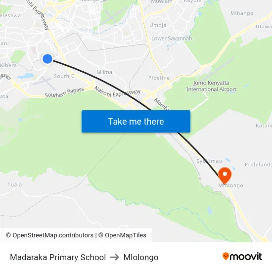 Madaraka Primary School to Mlolongo map