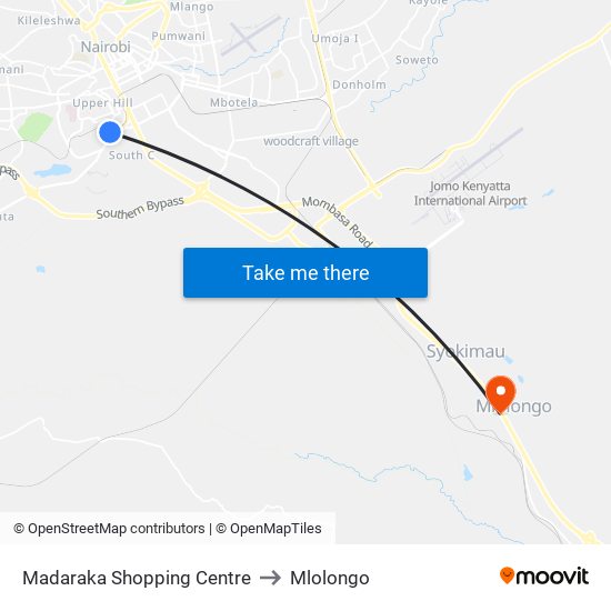 Madaraka Shopping Centre to Mlolongo map