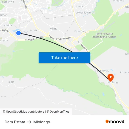 Dam Estate to Mlolongo map