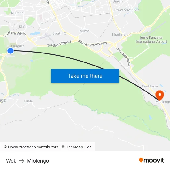 Wck to Mlolongo map