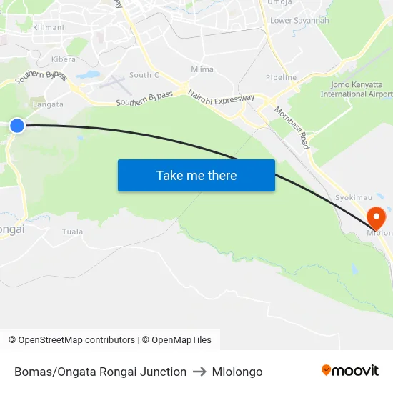 Bomas/Ongata Rongai Junction to Mlolongo map