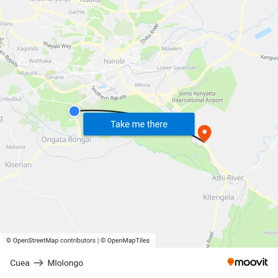 Cuea to Mlolongo map
