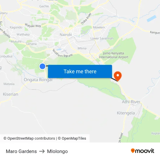 Maro Gardens to Mlolongo map