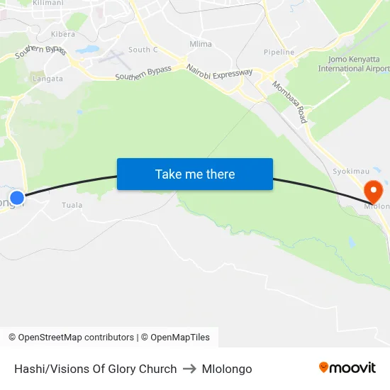 Hashi/Visions Of Glory Church to Mlolongo map