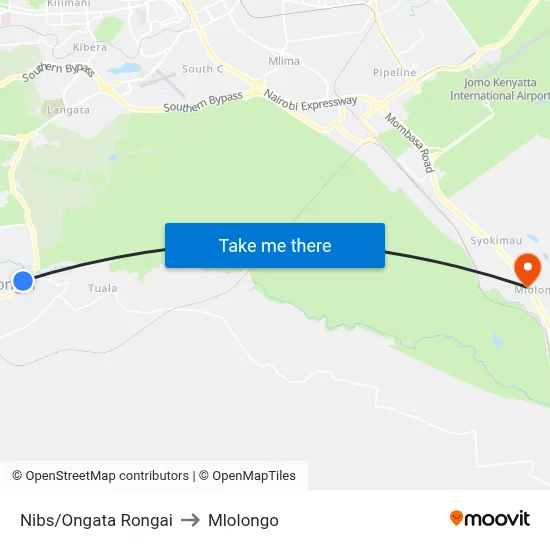 Nibs/Ongata Rongai to Mlolongo map
