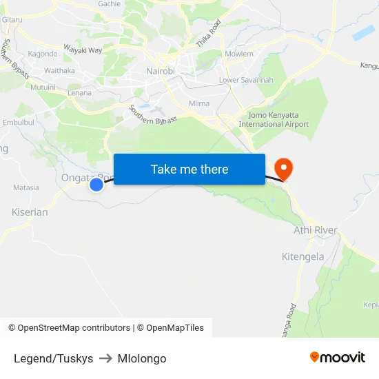 Legend/Tuskys to Mlolongo map
