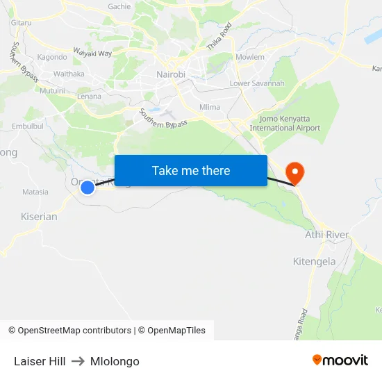 Laiser Hill to Mlolongo map