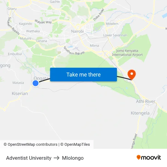 Adventist University to Mlolongo map