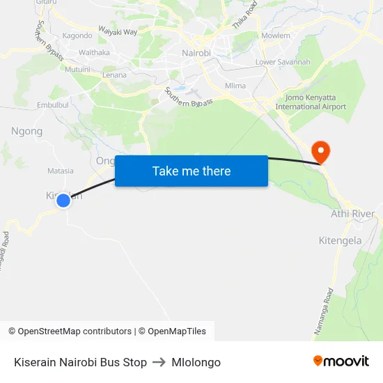 Kiserain Nairobi Bus Stop to Mlolongo map