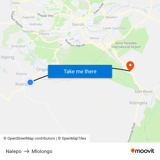 Nalepo to Mlolongo map