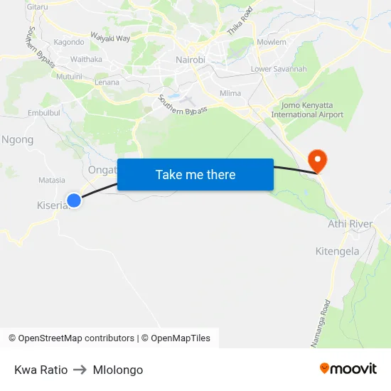 Kwa Ratio to Mlolongo map