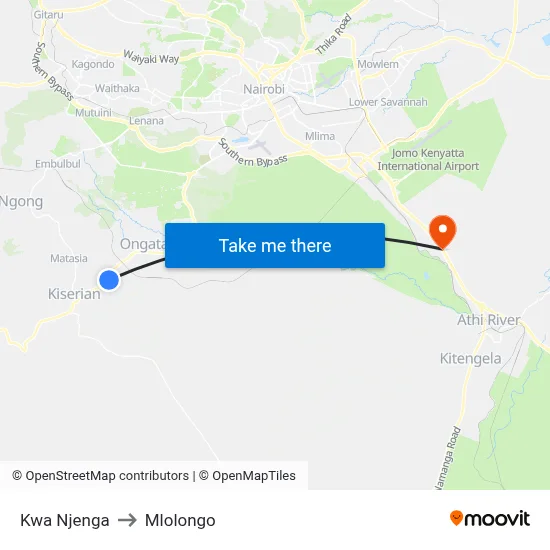 Kwa Njenga to Mlolongo map