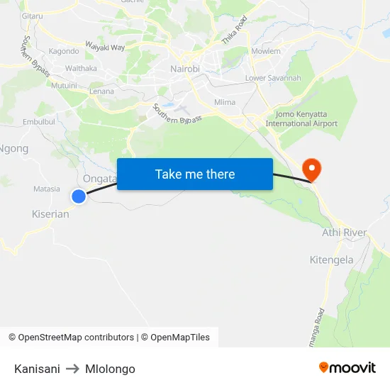 Kanisani to Mlolongo map