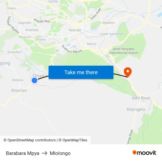 Barabara Mpya to Mlolongo map