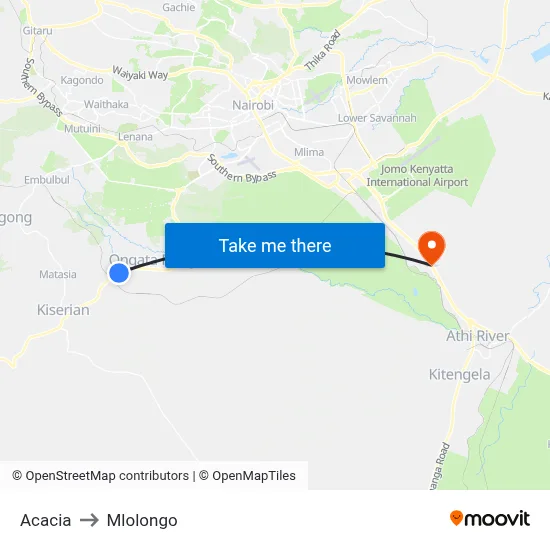 Acacia to Mlolongo map