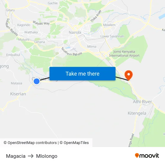 Magacia to Mlolongo map