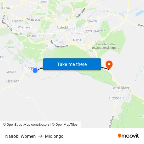 Nairobi Women to Mlolongo map
