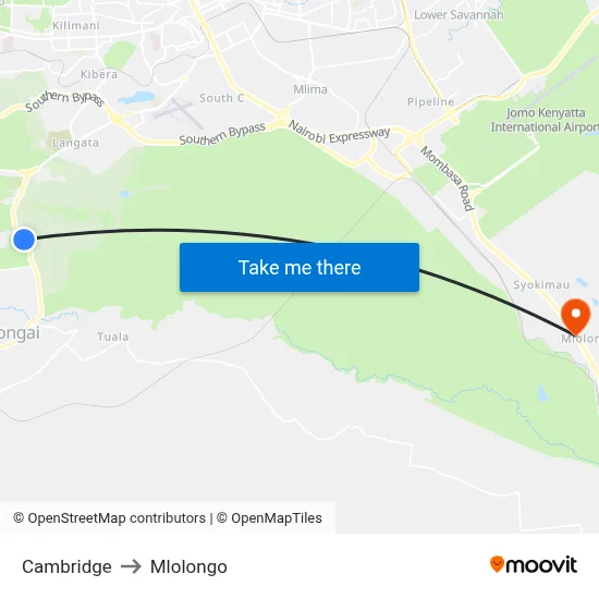 Cambridge to Mlolongo map