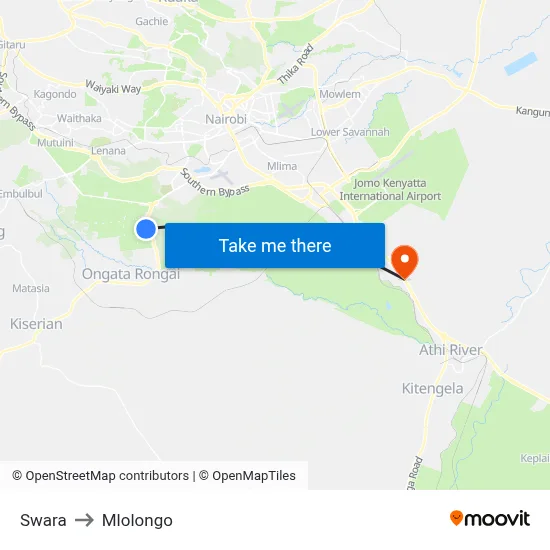 Swara to Mlolongo map