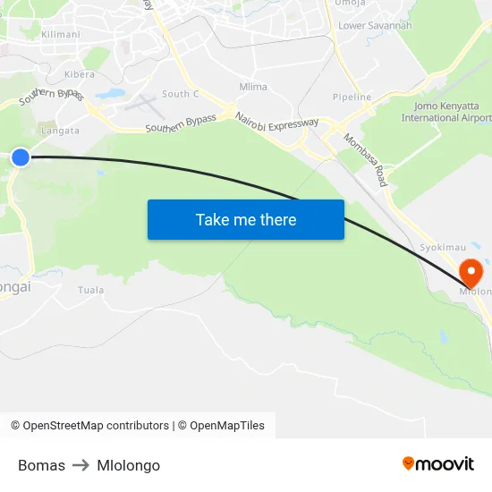 Bomas to Mlolongo map