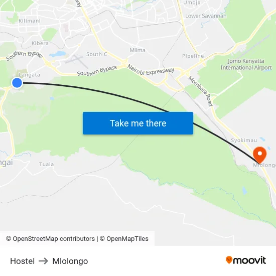 Hostel to Mlolongo map