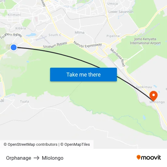 Orphanage to Mlolongo map