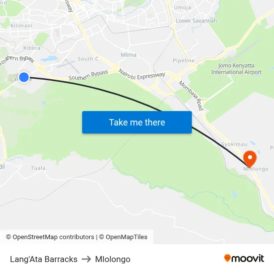 Lang'Ata Barracks to Mlolongo map