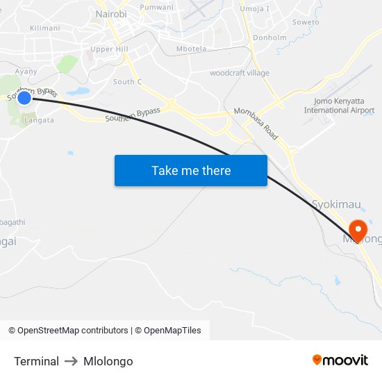 Terminal to Mlolongo map